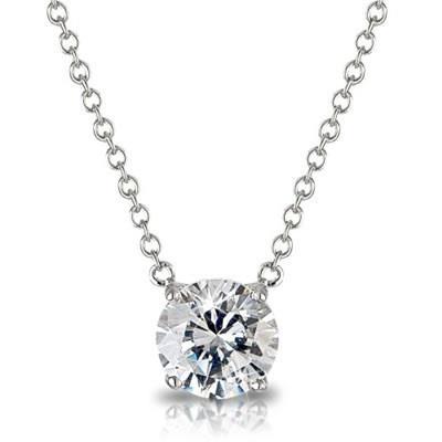 Round Solitaire Diamond Necklace Pendant White Gold Jewelry 1.5Ct Pendant