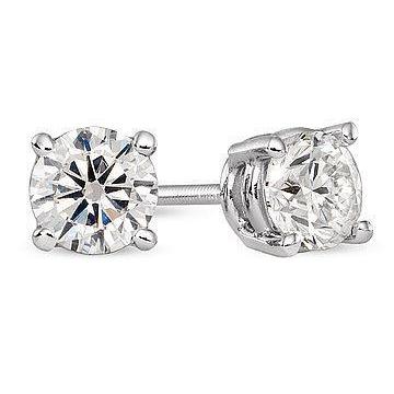 Round Stud Diamond Earring 2.10 Carats White Gold Stud Earrings