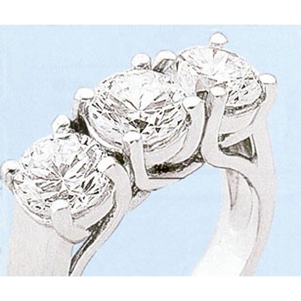 Round Three Stone Women Ring Sparkling Diamond White Gold 3.01 Carat Three Stone Ring