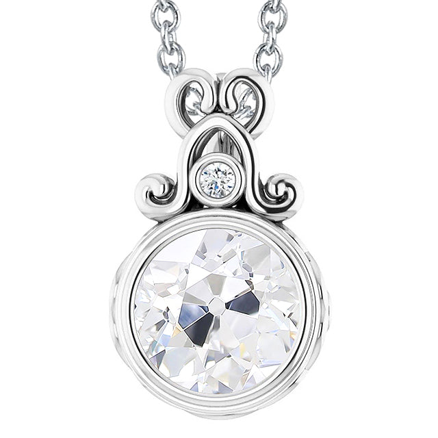 Diamond Pendant Bezel Set Old Miner White Gold