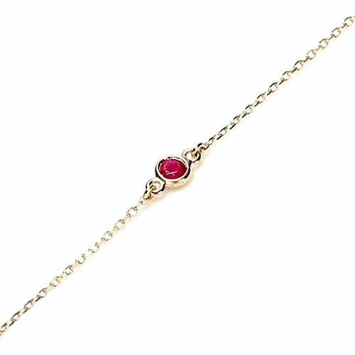 Womans Stylish Ruby Bezel Set Bracelet Yellow Gold Gemstone Bracelet