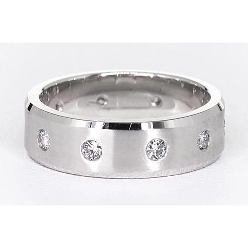 Satin Finish Anniversary Band Round Diamonds White Gold 14K Vs1 F Brushed Finish Band