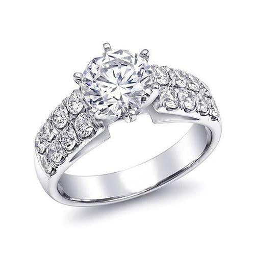 Six Prong Gorgeous Women Diamond Engagement Ring White Gold Solitaire Ring with Accents