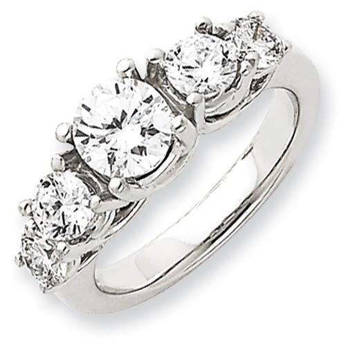 Size 6 Diamond Anniversary Ring 14K White Gold Three Stone Ring