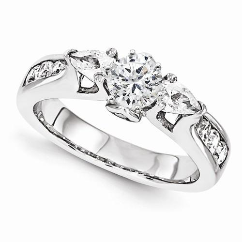 Size 7 Diamond Engagement Fancy Ring Three Stone 14K White Gold Three Stone Ring