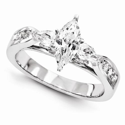 Size 7 Diamond Engagement Fancy Ring White Gold 14K Three Stone Three Stone Ring
