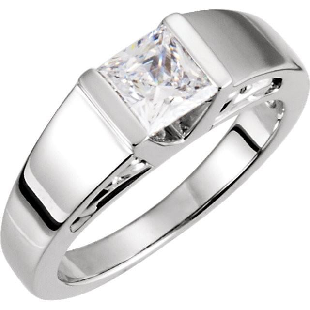 Princess Diamond Engagement Ring White Gold Solitaire Ring