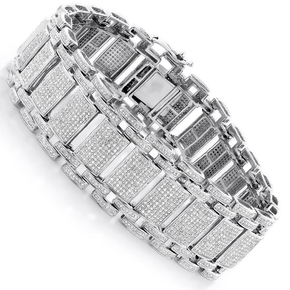 Small Round Cut 18 Carats Diamonds Mens Bracelet Gold White 14K Mens Bracelet