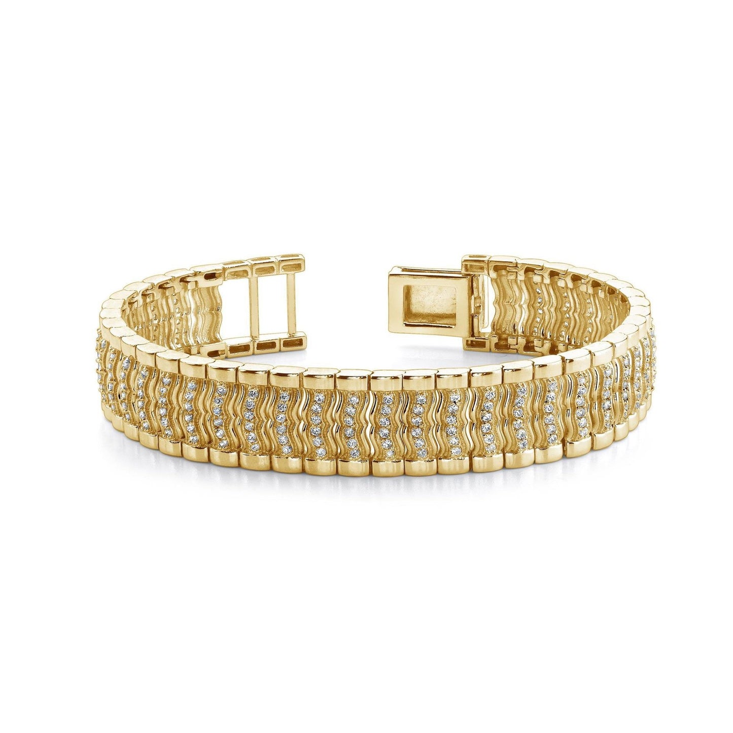 Small Round Cut 6 Carats Diamonds Mens Bracelet 14K Gold Yellow Mens Bracelet