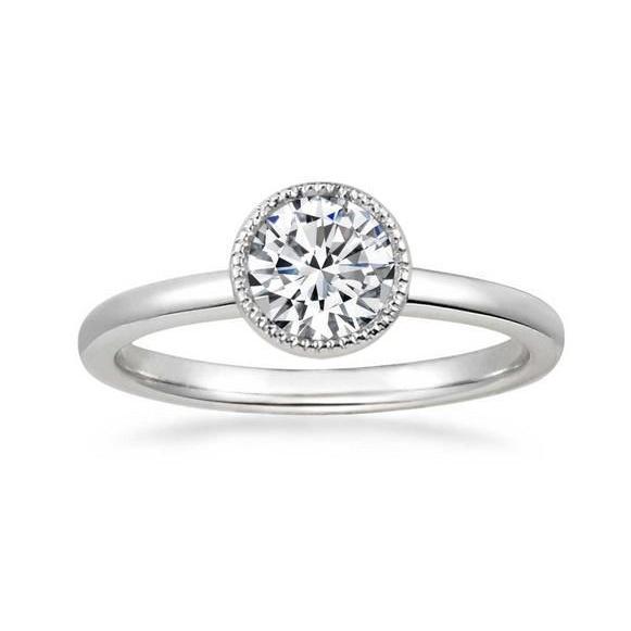 Woman's Round Diamond Engagement White Gold 14K Solitaire Ring