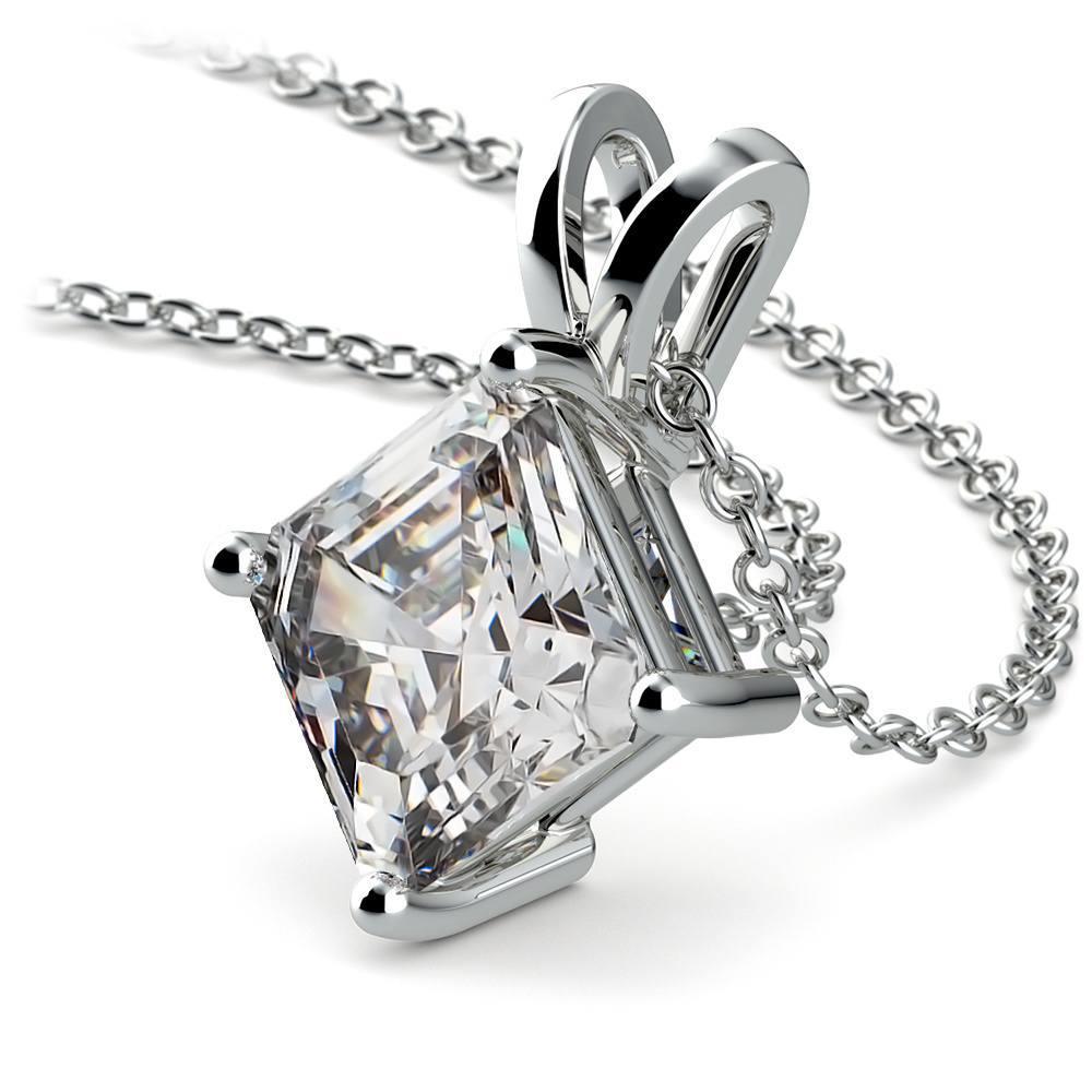 Solitaire Asscher Cut 2.50 Carat Diamond Pendant Necklace 14K Pendant