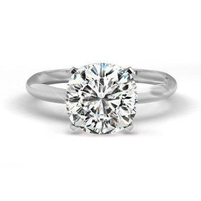 Solitaire Big Cushion Cut 3.00 Carat Diamond Wedding Ring Gold White Solitaire Ring