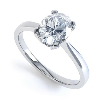 Woman's Big Oval Cut 2.50 Ct Diamond Engagement Ring White Gold Solitaire Ring
