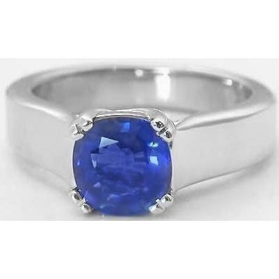 Half bazel fancy Solitaire Ceylon Sapphire Prong Set Wedding White Gold Gemstone Ring