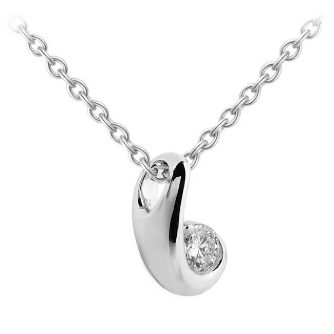 Solitaire Diamond Bezel Set With Chain Pendant 0.75 Ct White Gold 14K Pendant