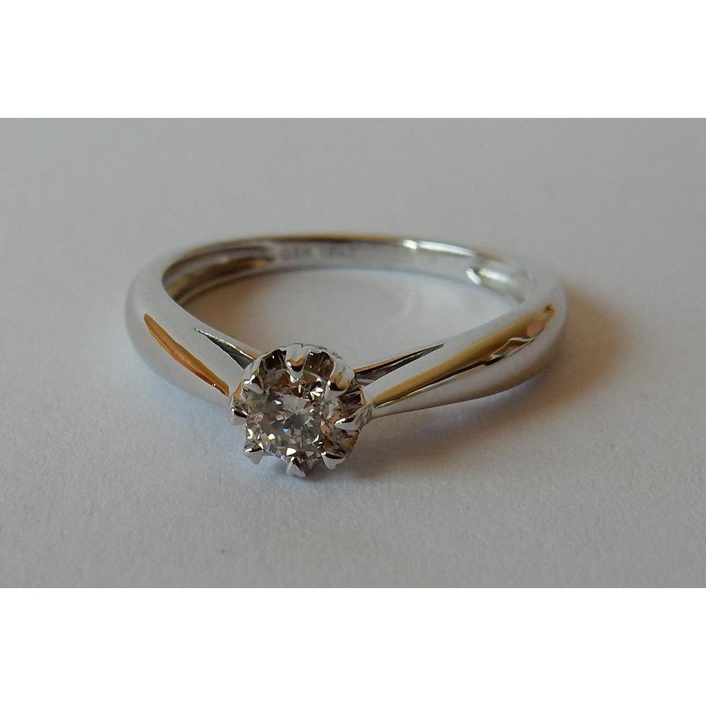 Solitaire Diamond Ring White Gold 14K