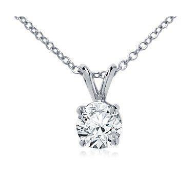 Solitaire Gorgeous 2 Carat Round Diamond Pendant Necklace White Gold Pendant