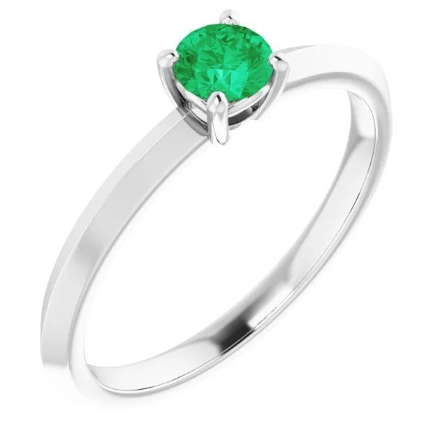 Ladies Solitaire Green Emerald Women Jewelry Gemstone Ring