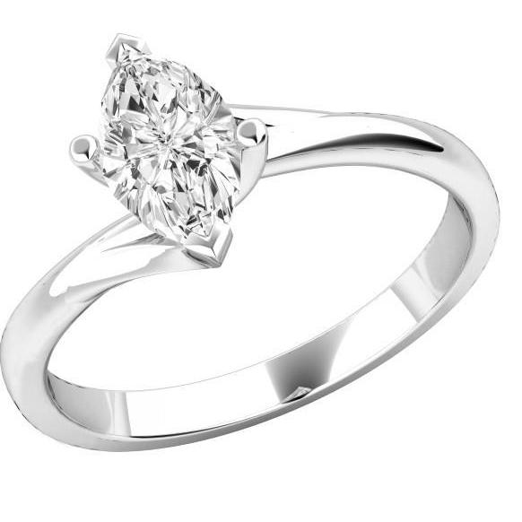 Fancy Lady’s Sparkling Vintage Style White Gold Diamond Solitaire Ring