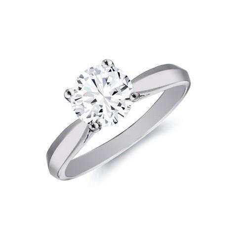 Natural Round Diamond Engagement Ring White Gold Solitaire Ring