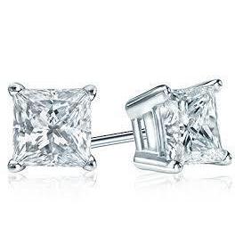 Princess Cut Diamond Quality Wedding Stud Earrings White Gold Diamond