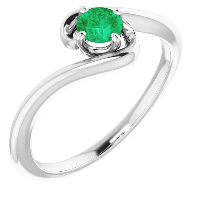 Solitaire Ring Princes Columbian Green Emerald Twisted Style Jewelry Gemstone Ring