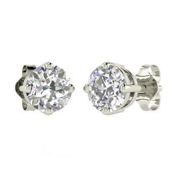Solitaire Round Cut 1.90 Ct Diamonds Stud Earring 14K White Gold Stud Earrings