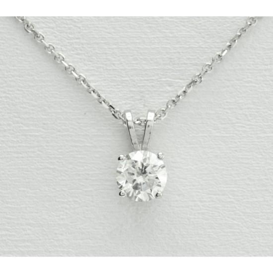 Solitaire Round Cut Diamond Necklace Pendant Gold Jewelry 0.95 Ct Pendant
