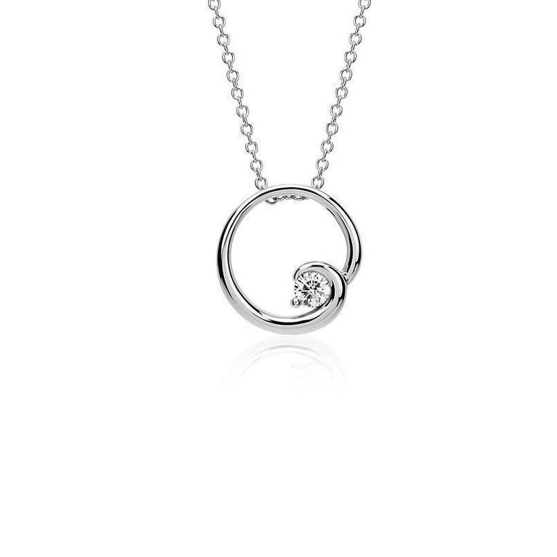 Solitaire Round Diamond Circle Pendant 1 Carat White Gold 14K Pendant