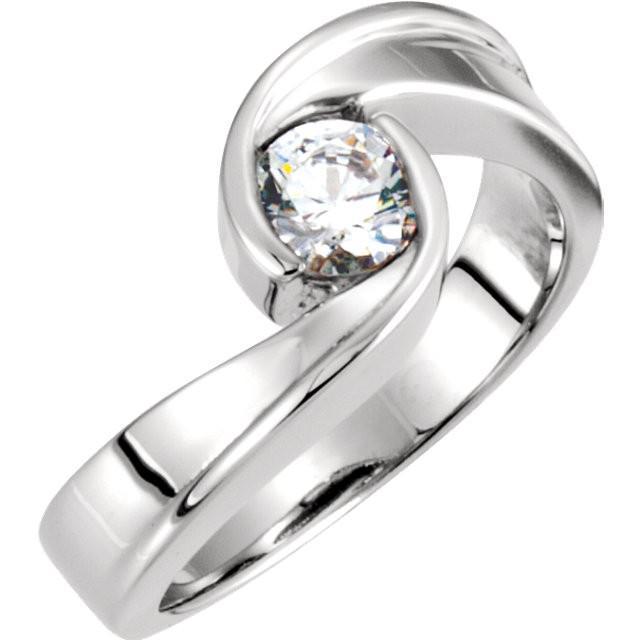 Twisted Lady’s Sparkling Unique Solitaire White Gold Diamond Anniversary Ring