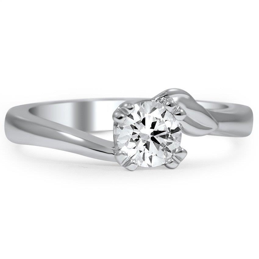 Lady’s Twisted Sparkling Unique Solitaire White Gold Diamond Ring