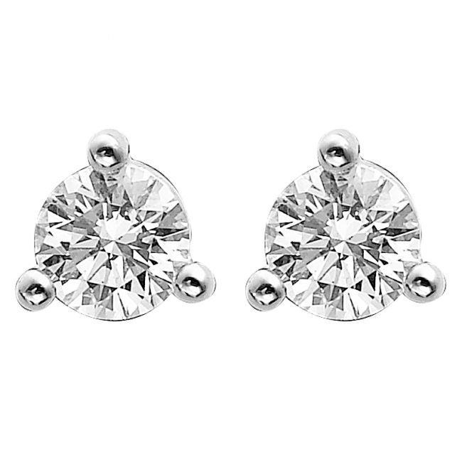 natural round diamond 2.5ct earring front view