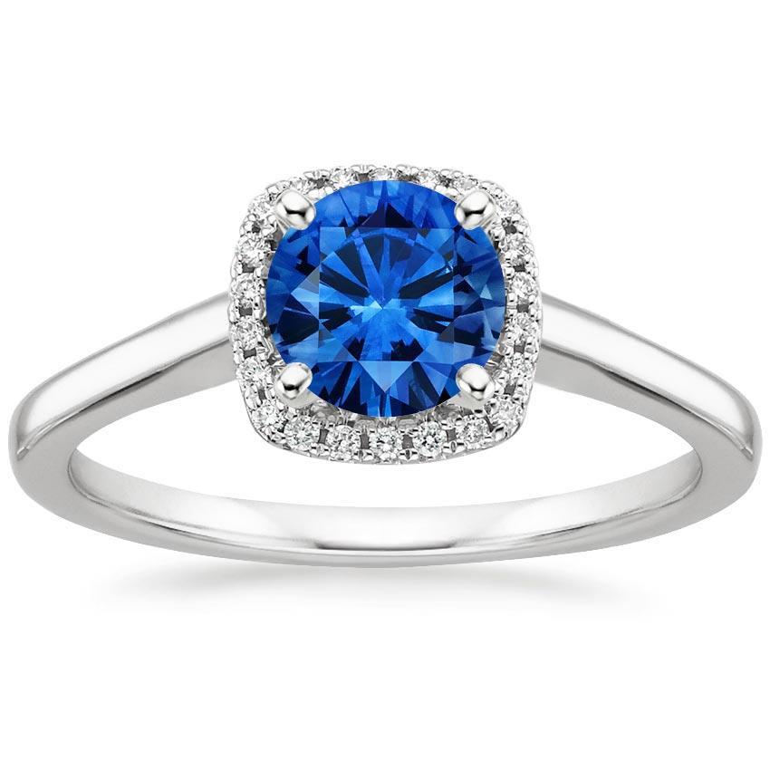Solitaire With Accen High Quality Fancy Ceylon Sapphire Diamonds White Gold Gemstone Ring