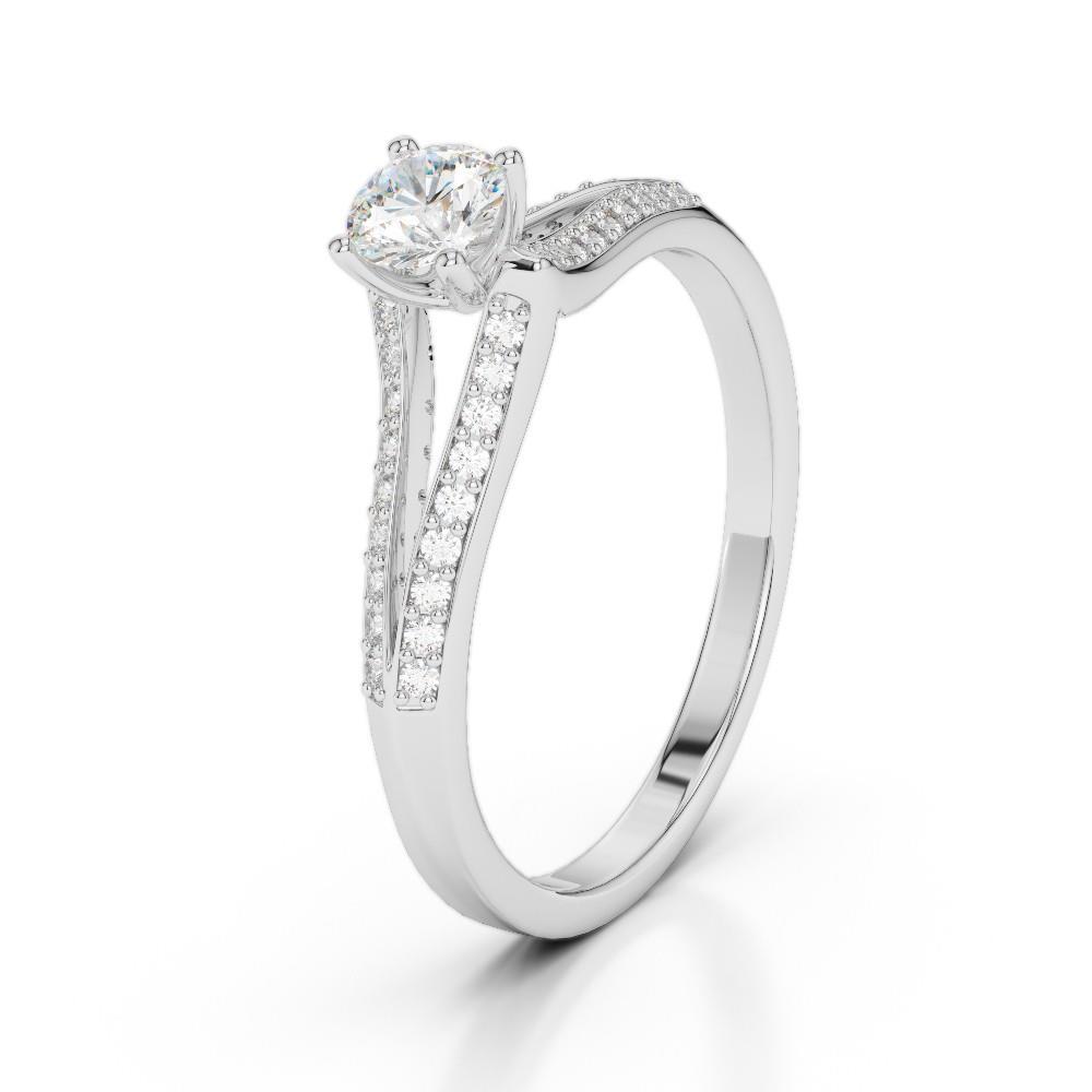 New Style Amazing White Gold Round Anniversary Solitaire Ring with Accents Diamond