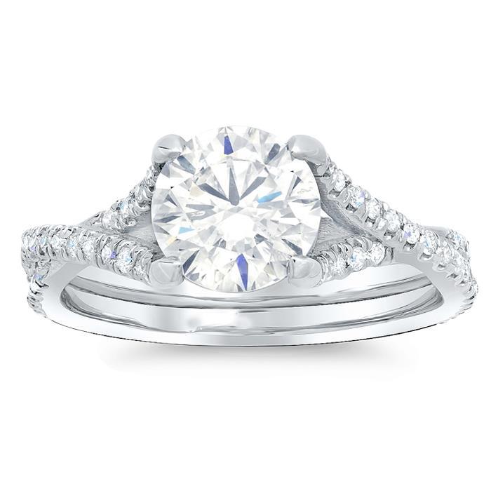 Engagement White Gold Diamond Solitaire Ring with Accents