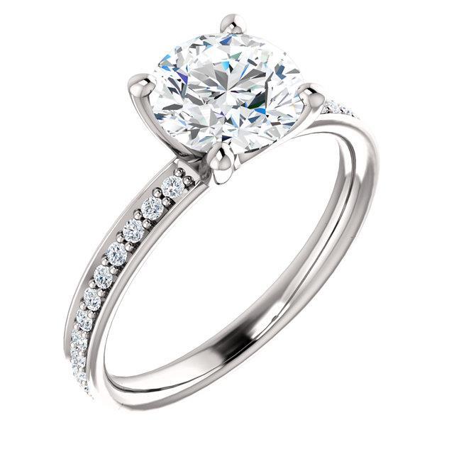 Princess Cut Sparkling Solitaire Ring with Accents White Gold Diamond