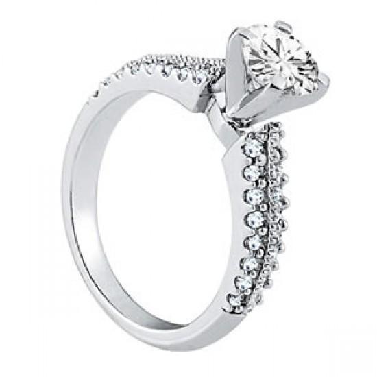 Fancy Sparkling Solitaire Ring with Accents White Gold Diamond