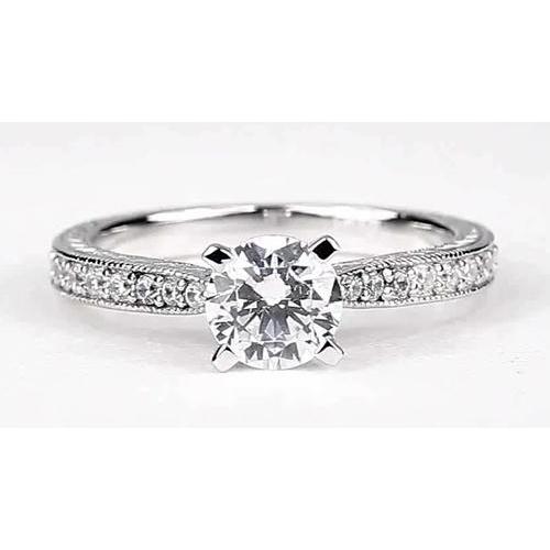 New High Quality Wedding Solitaire Ring with Accents White Gold Diamond
