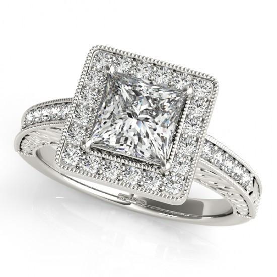 Solitaire With Accents Gold 14K Halo 1.5 Ct. Diamonds Engagement Ring Halo Ring