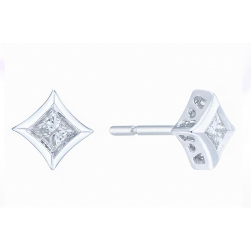 Sparkling 1.80 Ct Princess Cut Diamonds Studs Women Earrings White Stud Earrings