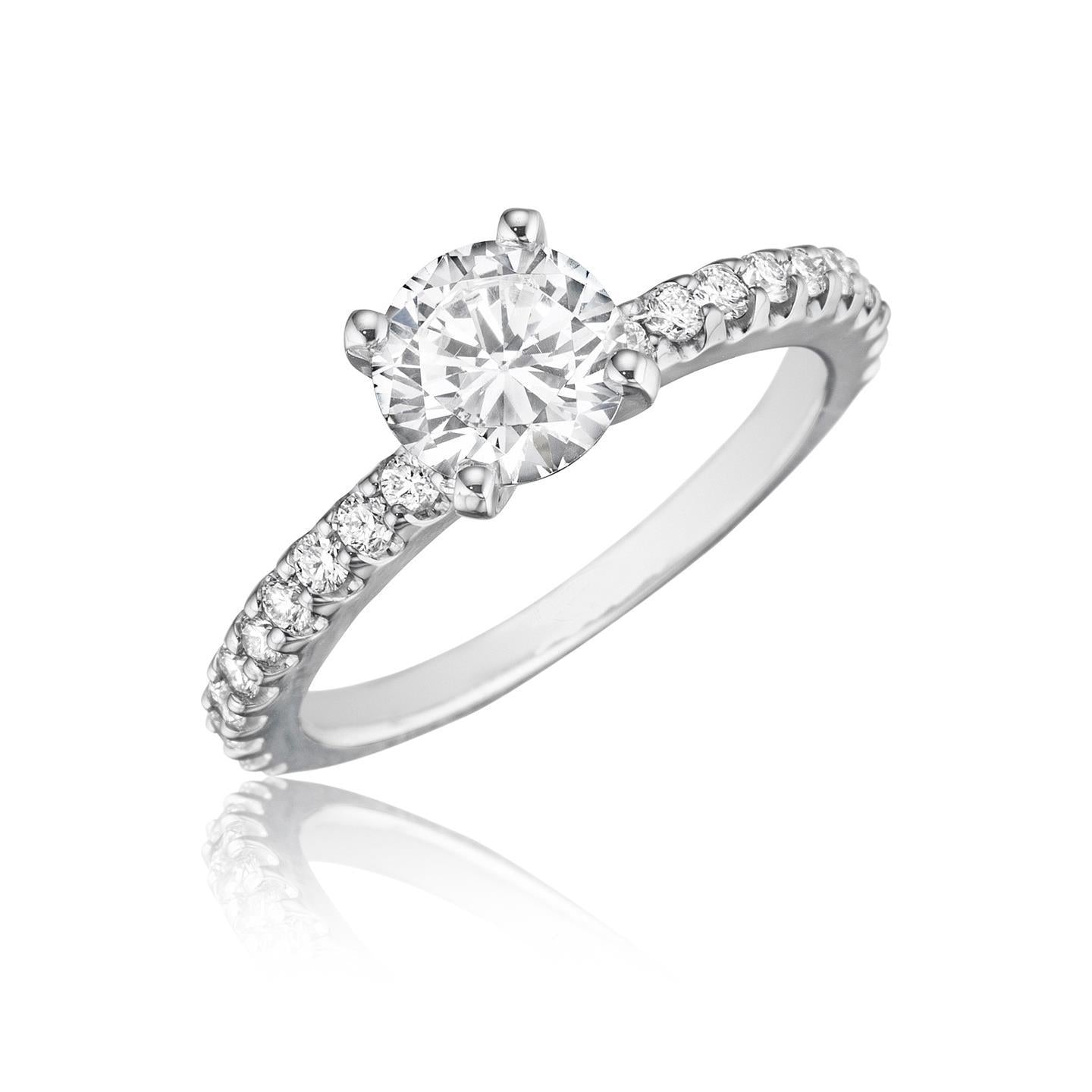Solitaire Ring with Accents White Gold Diamond