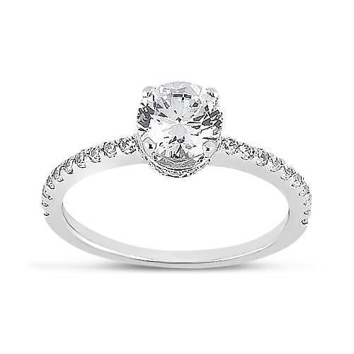 Sparkling New Style Solitaire Ring with Accents White Gold Diamond