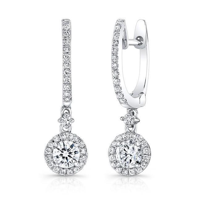 Sparkling 3.30 Carats Brilliant Cut Diamond Dangle Earrings White Gold Dangle Earrings