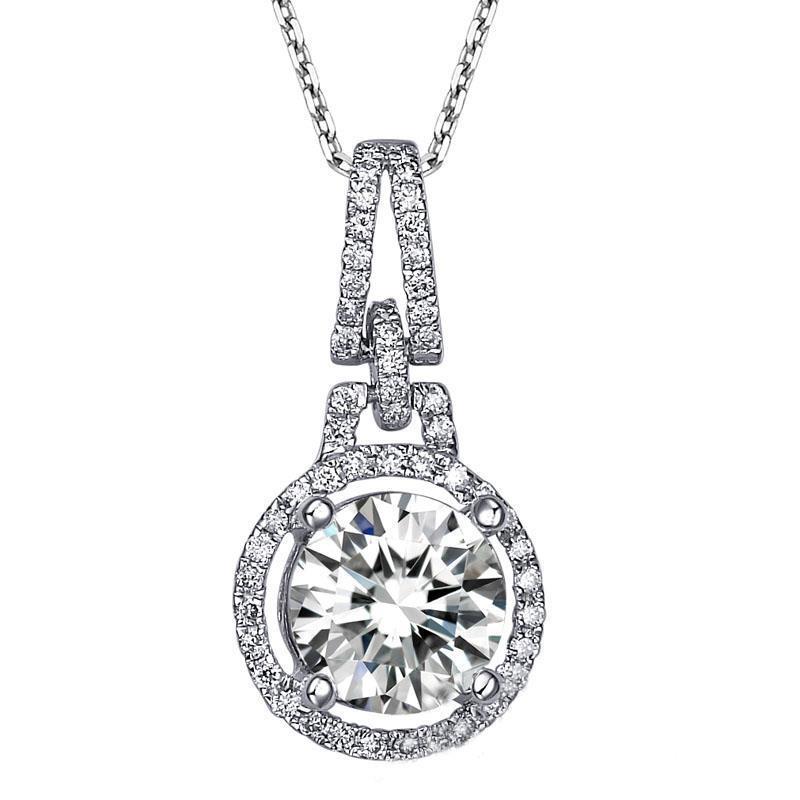 Sparkling 3.30 Carats Diamonds Pendant Necklace White Gold Pendant
