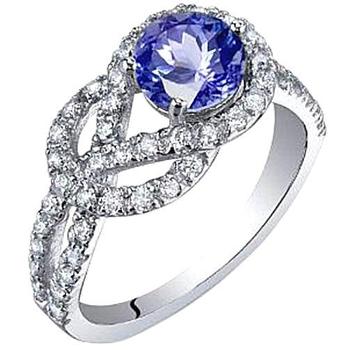 Sparkling Lady’s Style Round Ceylon Sapphire Diamonds White Gold Gemstone Ring