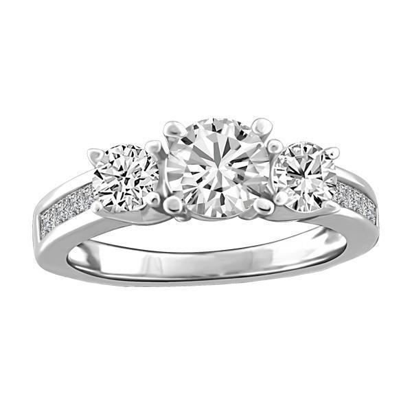 Sparkling Brilliant Cut Diamonds Three Stone 3.50 Carats Engagement Ring 14K White Gold Three Stone Ring