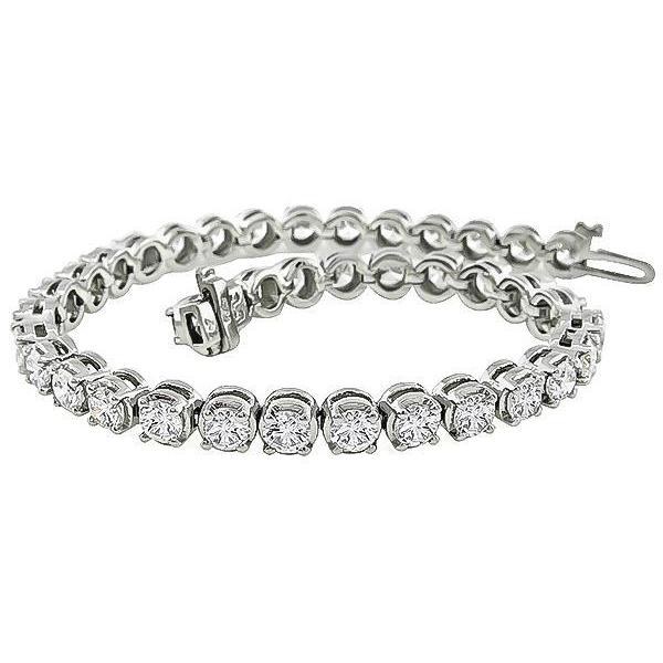Sparkling Round Brilliant Cut Diamond Tennis Bracelet 10 Carats White Gold Tennis Bracelet