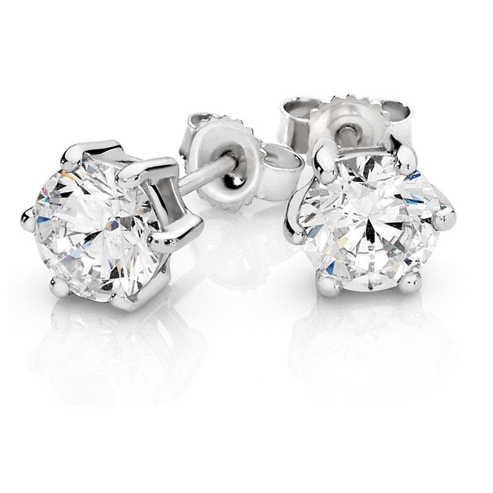 natural round diamond 4ct earring front view