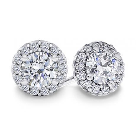 Sparkling Round Cut 4.60 Carats Diamonds Studs Halo Earrings Wg 14K Studs- Halo