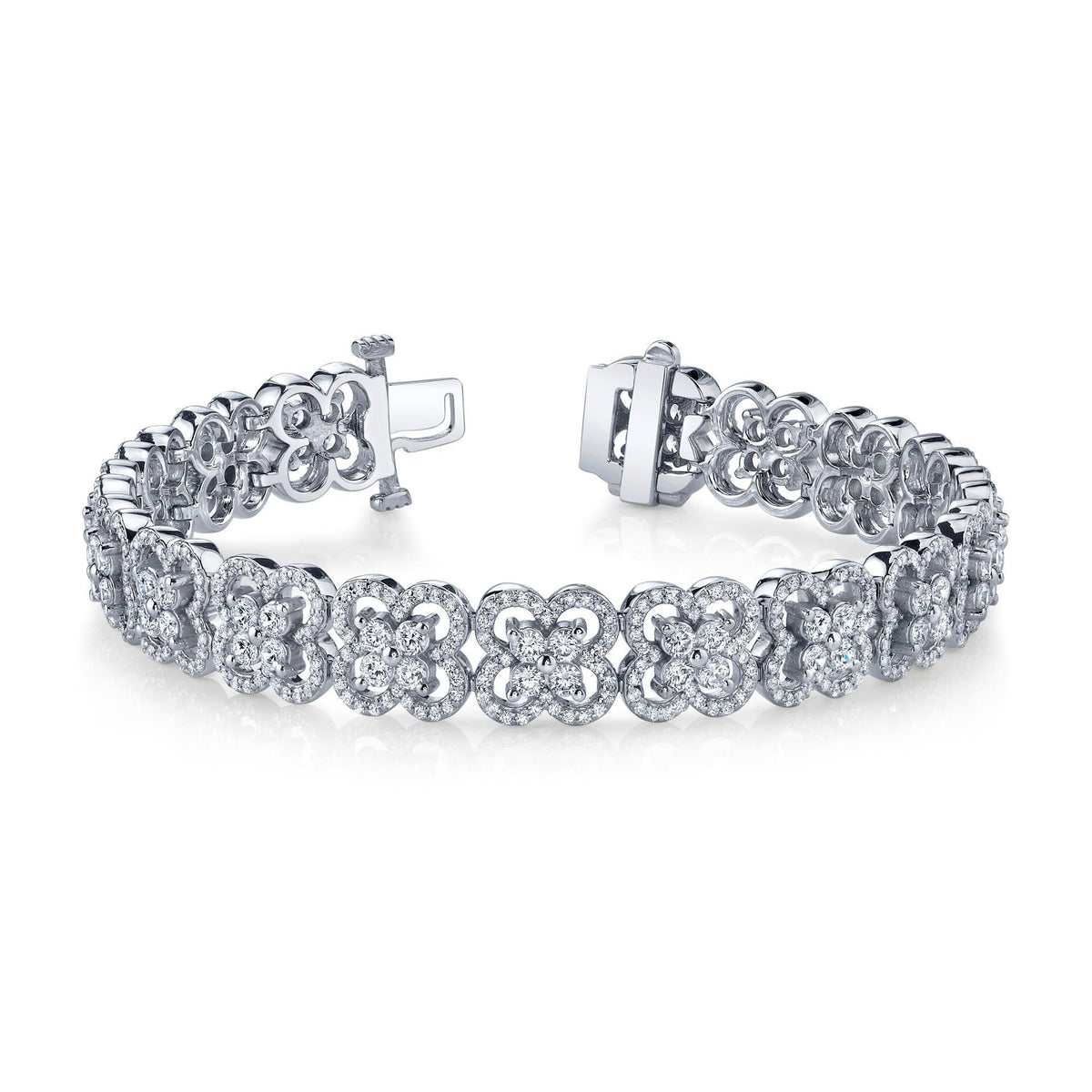 natural round diamond 9.10ct bracelet front view